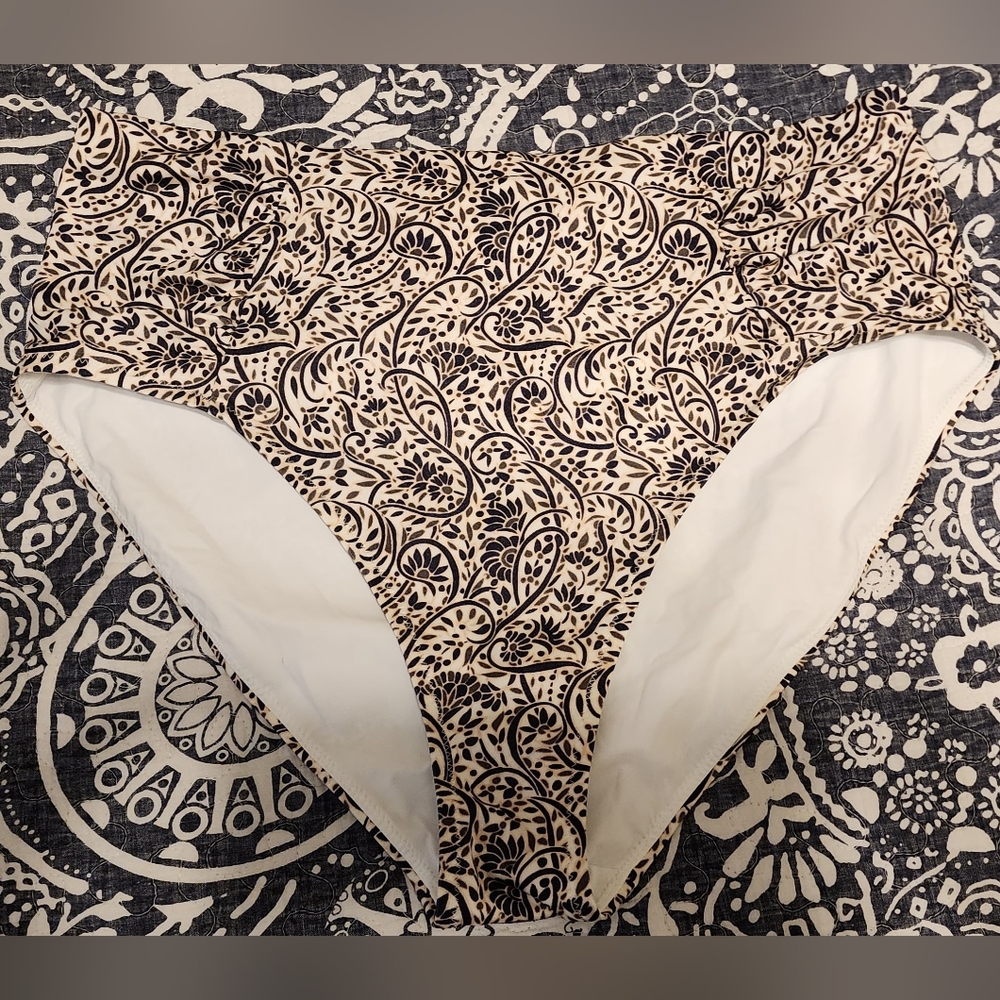 Athleta Aqualuxe Batik High Waist Bikini Bottoms Size Large